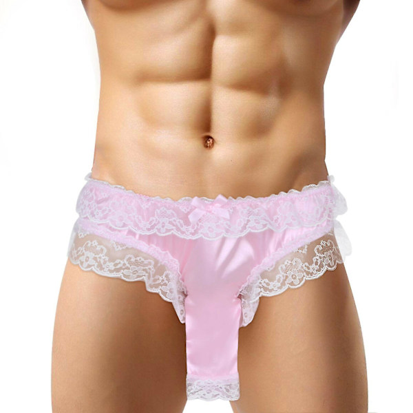 Mænds Åben Front Thong Pink M