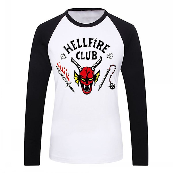 Unisex Hellfire Club Stranger Things T-shirt Kvinder/mænd Langærmet Toppe White L