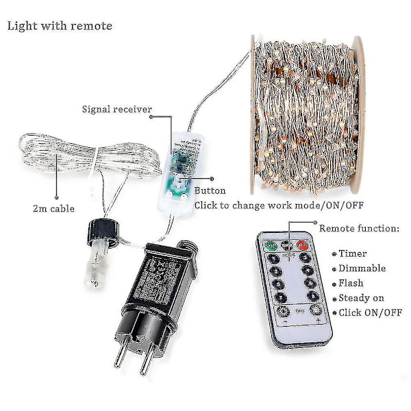30m 50m 100m LED-valosarjat Koristelu Makuuhuoneen sisustus Uusivuosi Garl Copper Multi color 30M No controller