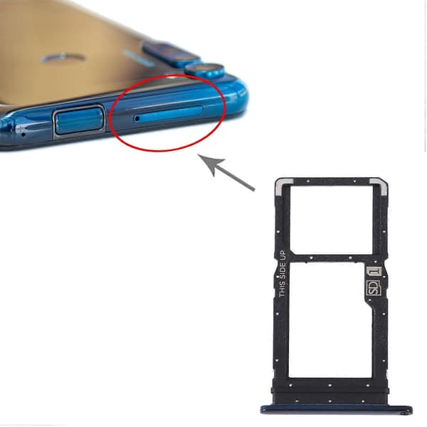 Til Motorola Moto One Fusion Plus KOMPATIBEL SIM + Micro SD-kortbakke Blue