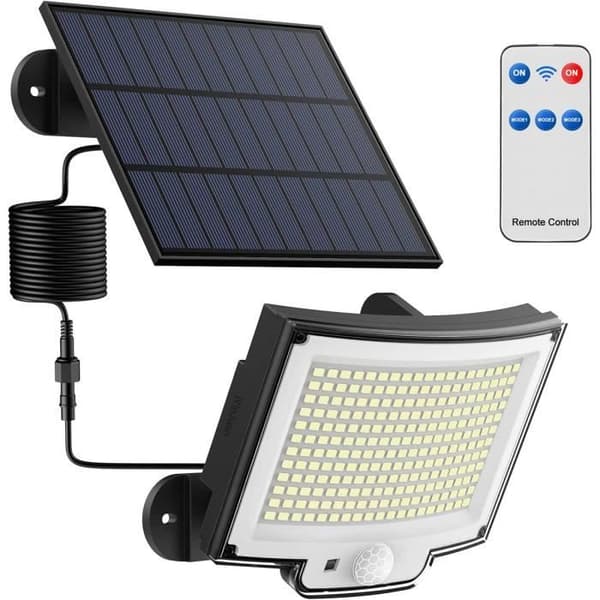 Solcellelampe - 228 LED - Bevægelsessensor - 3 tilstande - IP67 Vandtæt