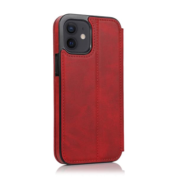 iPhone 12 Mini Deksel Lær Lommebok Flip Telefondeksel Red iPhone 12 Mini