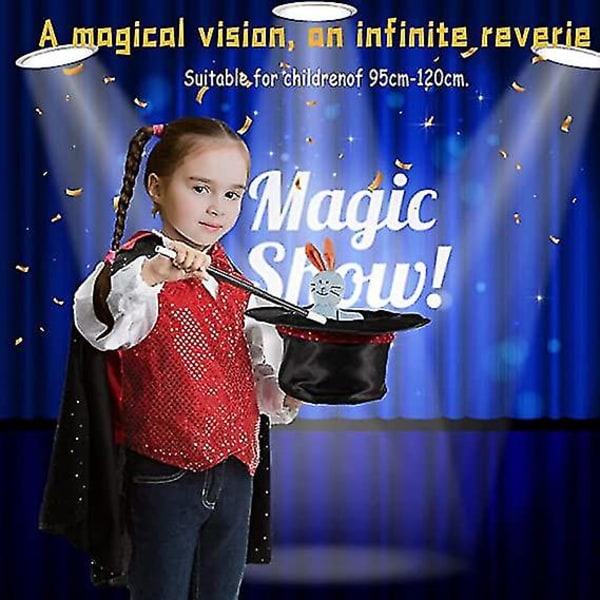 Tryllekunstner kostume tilbehørssæt, tryllekunstner kostume med tryllehat, tryllestav og andet tilbehør, børn dreng pige fødselsdag trylle kostume