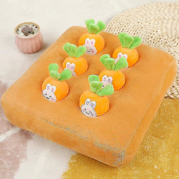 Plush Leksaker för Djur - Dra ut Rädisor, Frukt & Grönsaker, Svamp Plockning, Tidig Utbildning för Barn Large carrot rabbit