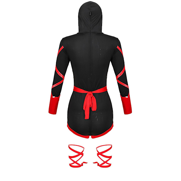 Kvinnlig Ninja Sexy Jumpsuit Halloween Cosplay Kostym Set Festklänning Outfit Set 2XL