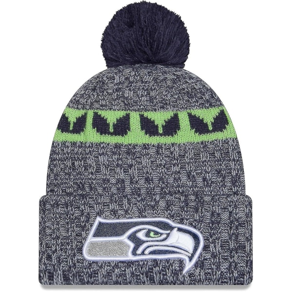 Nfl Sideline Sport Knit Hat Amerikkalainen Jalkapallo 2023/2024 Talvihattu Pom Pomilla One Size Kaikki joukkueet SportKnit to Seahawk-Blue31895