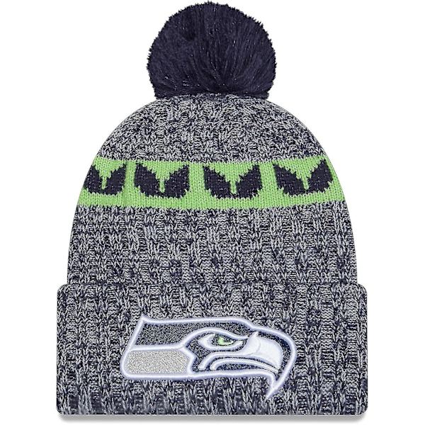 NFL Sideline Sport Strikket Hat Amerikansk Fodbold 2023/2024 Vinterhat Med Poms En Størrelse Alle Hold SportKnit to Seahawk-Blue31895