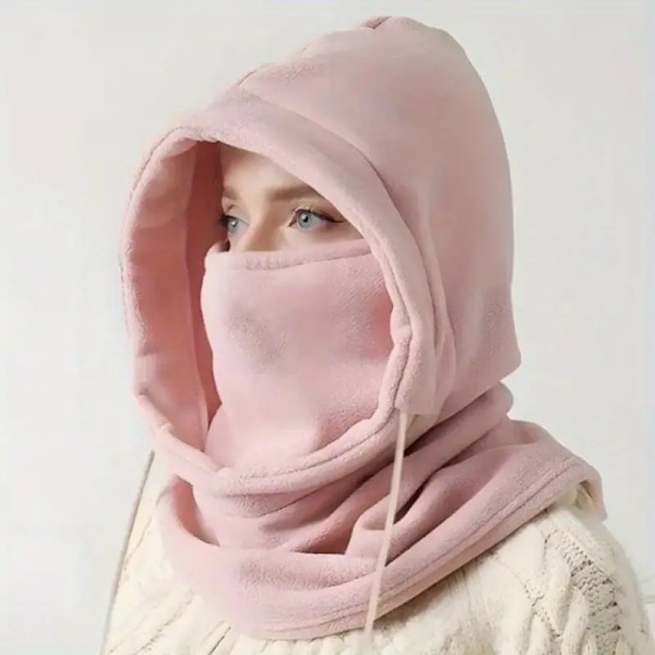 Vinterhette Balaclava - Polyester Vevd Vindtett Varmt Halsrør med Hetter for Utendørsaktiviteter pink