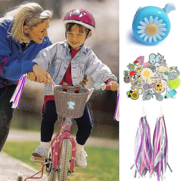 Cykelkorg för barn Fram Cykeltillbehör Vävd flätad cykelkorg med styrstreamers Brown