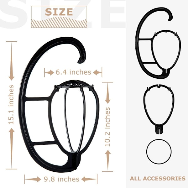 Svart - 4 stk lang parykkholder