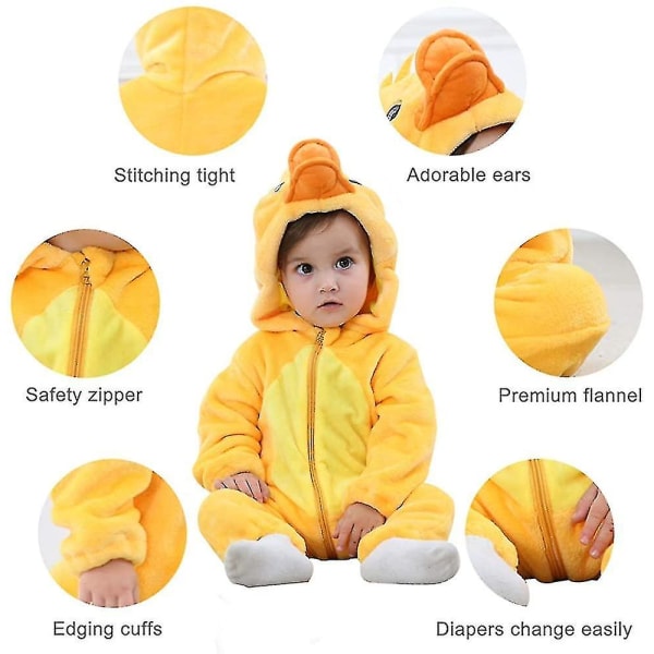 Unisex Vauvan Eläinpuku Talvi Syksy Flanelli Huppari Haalari Cosplay Duck 100