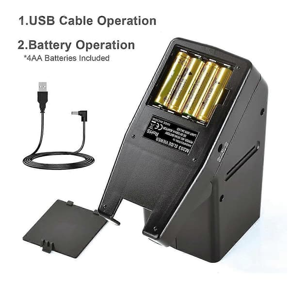 35mm Diabetraktare, 3X Förstoring, USB-driven/Batteridrift