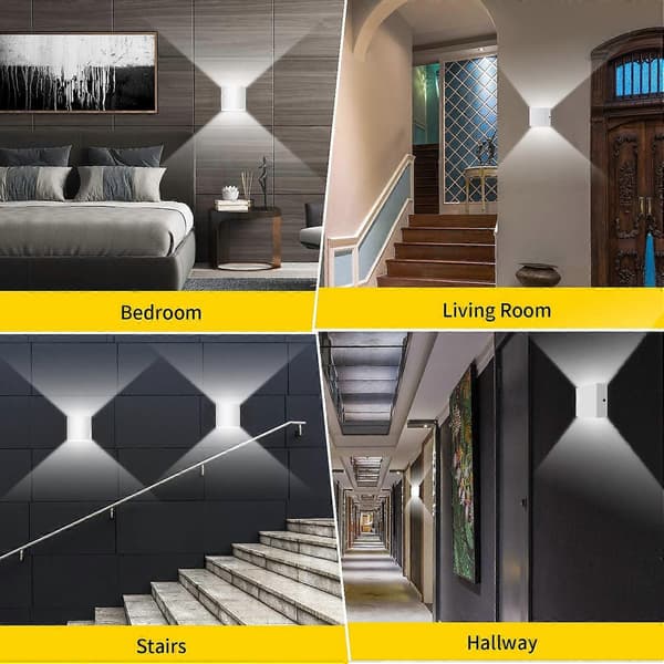 2-pack LED Wall Lamp Indoor Up and Down Wall Light Modern Wall Sconce Lighting Black 7W Aluminum White white light