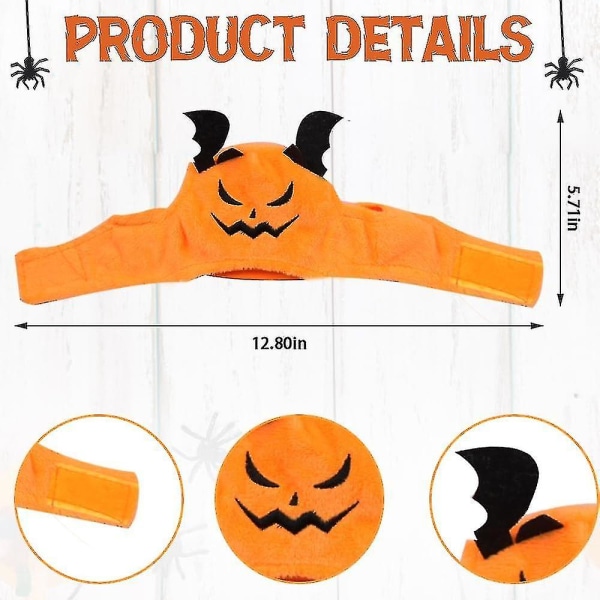 Katt Halloween Gresskar Kostyme, Hund Halloween Gresskarhatt Kjæledyr Hodeplagg For Halloweenfest, Justerbar Gresskarhatt For Valp Katt Orange