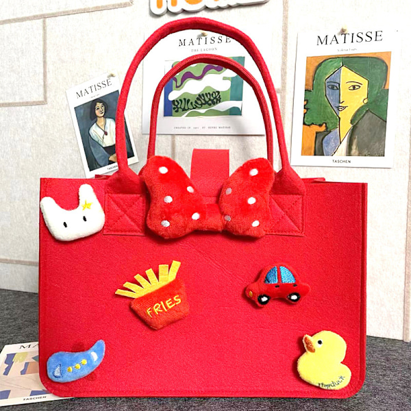 Baby Souvenir Tegnefilm Filt Tote Bag Gavepose Indkøbspose Dukke Red