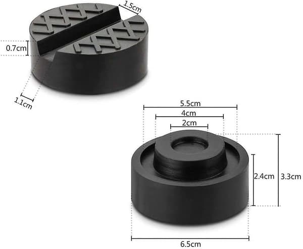 Universal Spaltede Gummi Jack Pad Rammebeskytter 65mm/2.56 Tommer Diameter Sort 1 stk