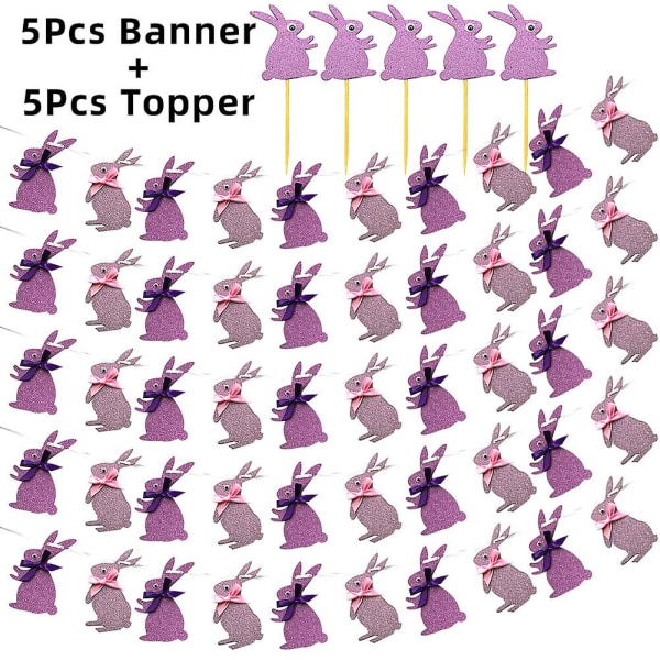 Påskkanin-hängande flaggbanderoll för festdekoration 8#