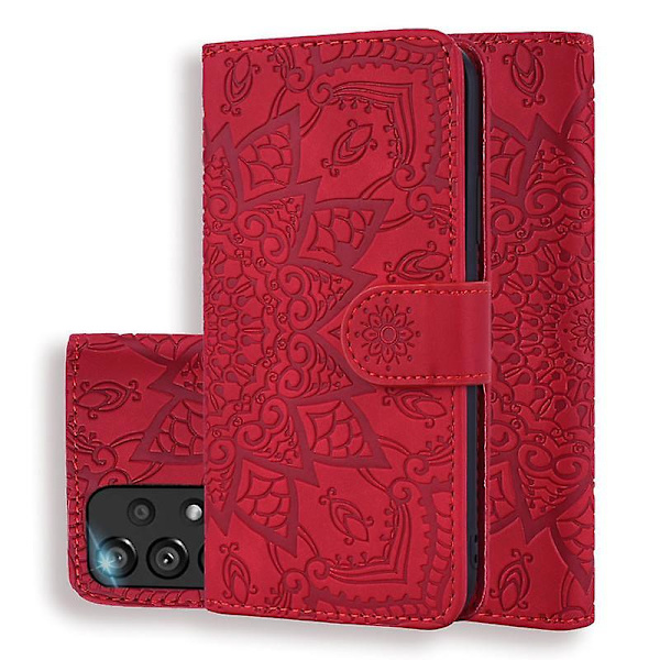 Plånboksfodral för Samsung Galaxy A33 5G Premium PU-läder Flip Cover Mandala Red