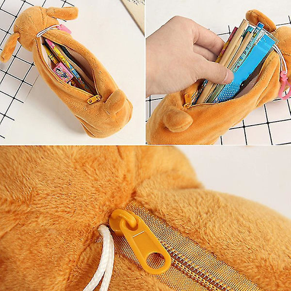 Plush Pennafall i Cartoon-Stil, Plush Hund Pennafall för Barn, Pennfodral, Hfmqv E