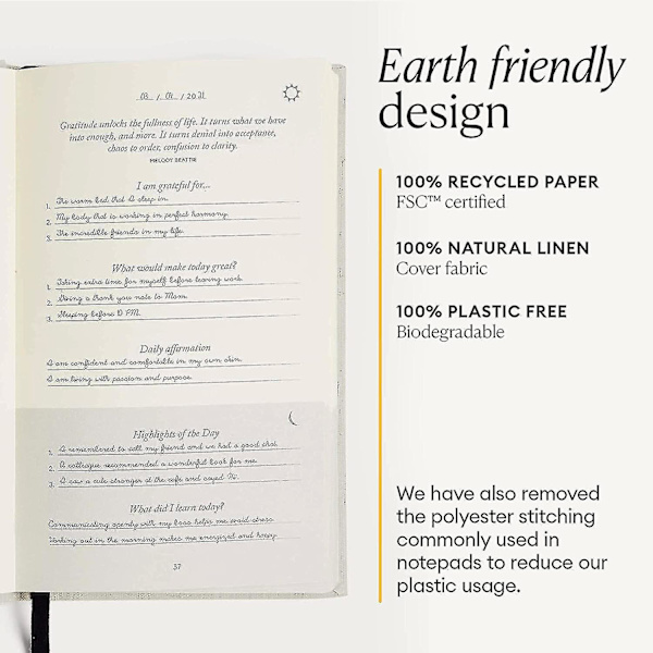 Intelligent Change: The Five Minute Journal - Daglig for lykke, mindfulness og refleksjon - Udatert livsplanlegger (baifus)