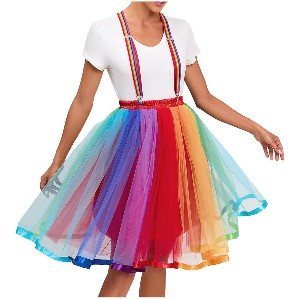 Karneval Fashion Damgasväv Flerfärgad kjolrem Färgglad hängslen kjol