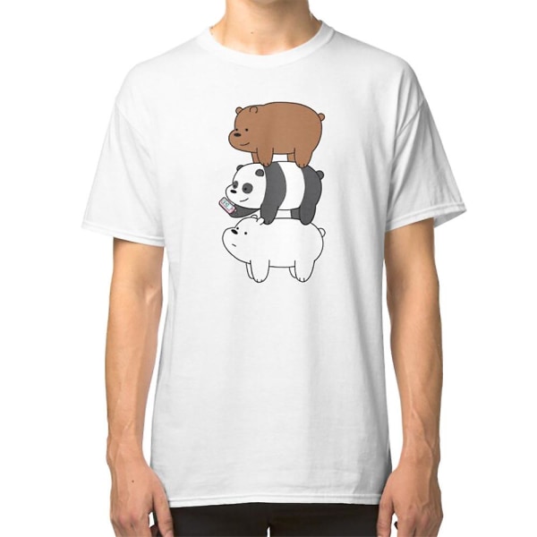 Vi bare bjørner? T-skjorte med grizzly, panda og isbjørn white XXL