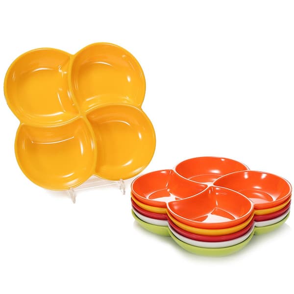 Delt Plate Chip-resistent Glatt 4-roms Oppvaskmaskinsikker Serveringsfat for Bar White