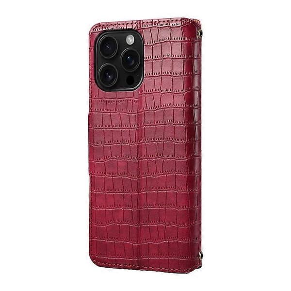 Kompatibelt för iPhone 16 Pro Fodral Plånbok Krokodiltextur Läder Telefonskal Red