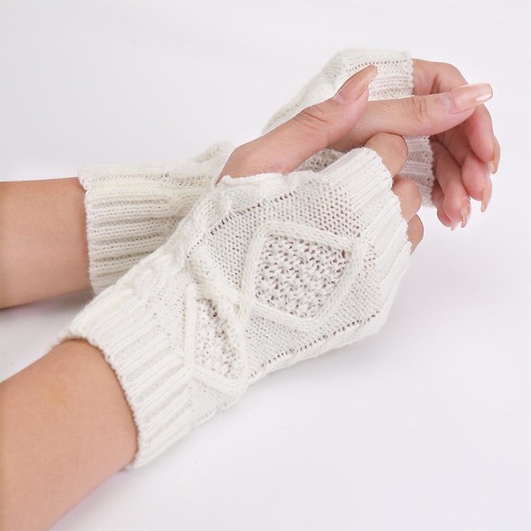 Vinter halvfinger strikkede handsker holder varmen bløde Hudvenlige udendørs håndvarmere strikket vante Black