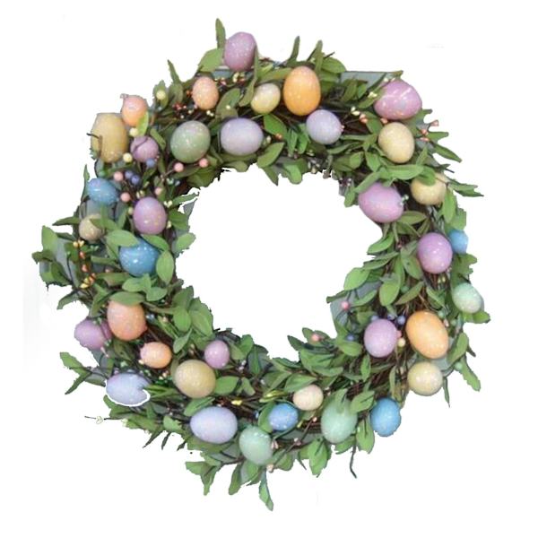 Pääsiäisseppele, 18 cm keinotekoinen marjaseppele pääsiäismunilla etuoven koristeluun Multicolor