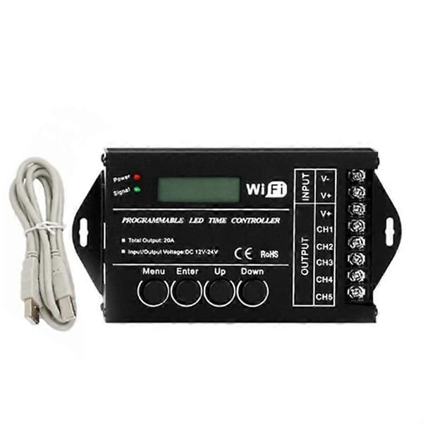 DC 12V 24V WiFi RGB Tids-programmerbar LED Controller TC421 5 Kanaler 20A Fælles Anode Programmerbar