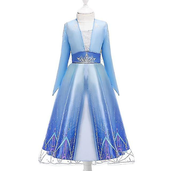 Flickans Frozen Prinsessklänning: Sekvenserad Mesh-bollklänning för Cosplay som Elsa eller Anna Elsa Dress C 7-8T (130)
