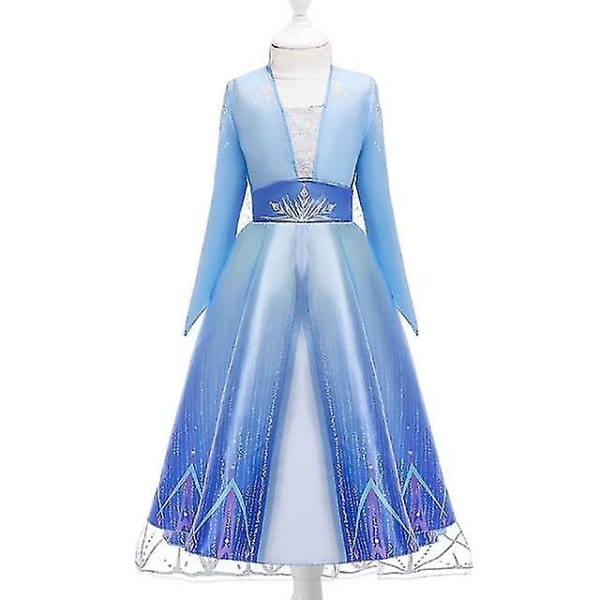 Girls" Frozen Princess -mekko: Paljetoitu mesh pallomekko Cosplay-peliin Elsa tai Anna Elsa Dress C 3-4T (110)