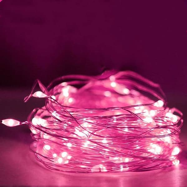 1m Mini LED Ljusslinga Batteridriven Rosa