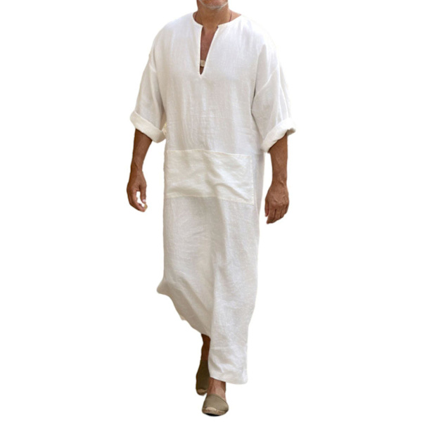 Miesten Arabiallinen Muslimi Pitkä Kaftan Vaate Casual Lähi-idän Islamilainen Thobe Kaftan Robes White M