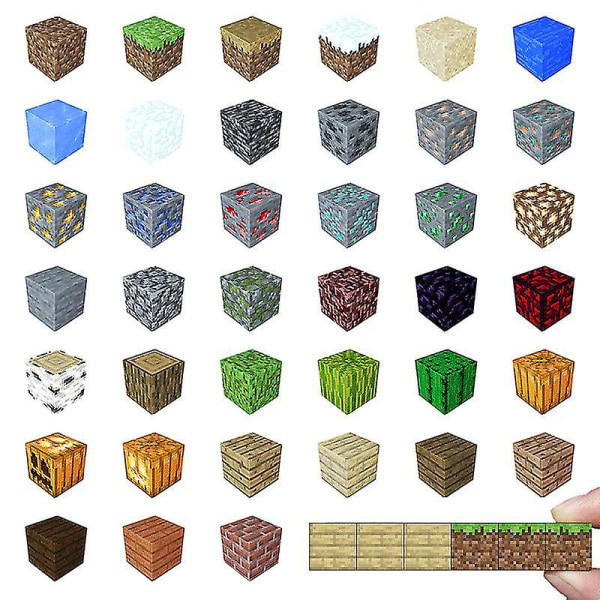 Minecraft gør-det-selv periferiudstyr 10 stk magnetlegetøjsmine samlet magnetisk kube byggeklodser Børneuddannelsesmodel gave Birch