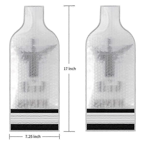 Vinpåsar för Resor, 6-pack Återanvändbara Vinflaskskyddspåsar, Flygplan Bil Kryssning, Dubbel Transparent  Black
