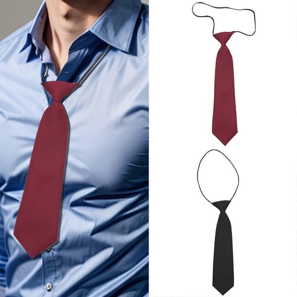 Justerbart halsbind til kvinder til forretning, bryllup, skoleuniform og formelle lejligheder, kort længde, sceneshow, halsbind Wine Red