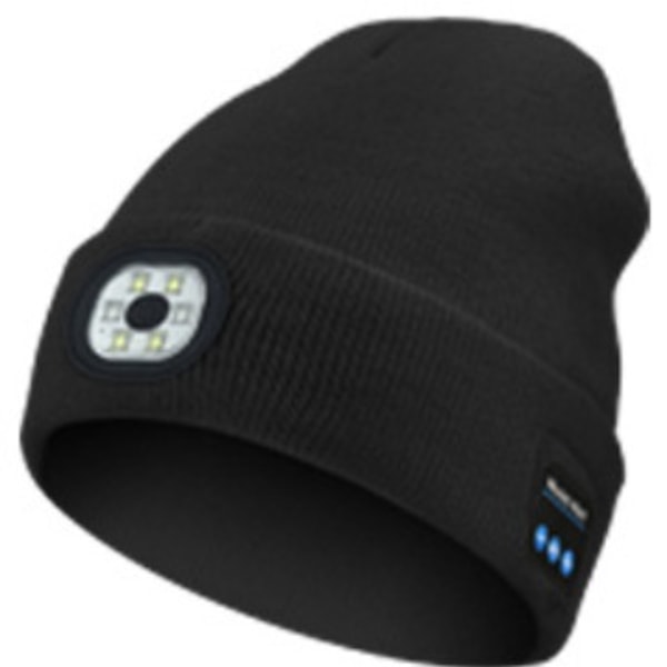 Beanie med LED-ljus USB - Svart Svart