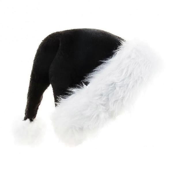 2 stk. Sort Julemandshat - Voksne Deluxe Sort og Hvid Jul Julehat Pakke