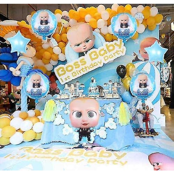 7 stk Baby Boss ballonger festutstyr, 18 tommer store folieballonger for baby boss tema bursdagsfest dekorasjoner