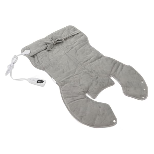 Back Heating Pad 6 Levels Temperature Adjustment Drapeable Electric Back Heating Pad Soft Plush Back Warmer Silver Grey -contact 220V