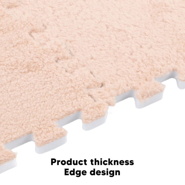 10 stk. Plysstofgulvmatte Blød Tyk Split Fuge Interlocking Plysstofgulvtæppe Light Tan