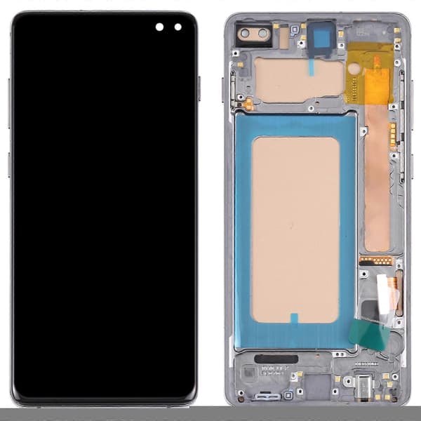 TFT LCD-skärm för Samsung Galaxy S10+ SM-G975 Digitizer Komplett enhet med ram, stöder inte fingeravtrycksidentifiering Black