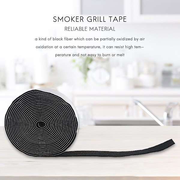 Grilltätningsremsa för BBQ-rökare, högtemperaturtätningsremsa, 2-pack