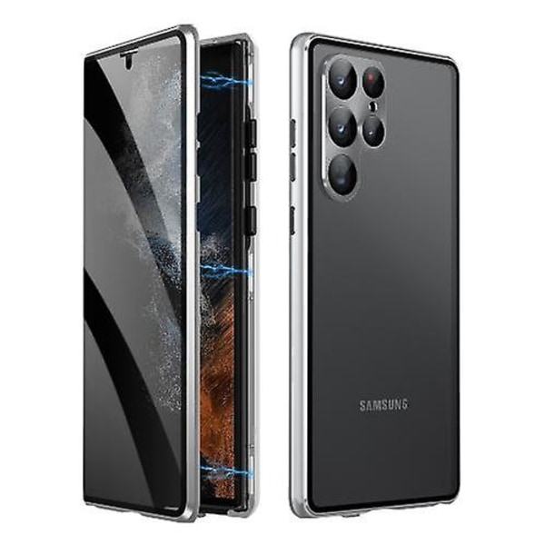 Privacy Magnetic Case för Samsung Galaxy S24 Ultra/s24 Plus/24 Anti Peep Magnetisk dubbelsidigt härdat cover silver Galaxy S24 Ultra
