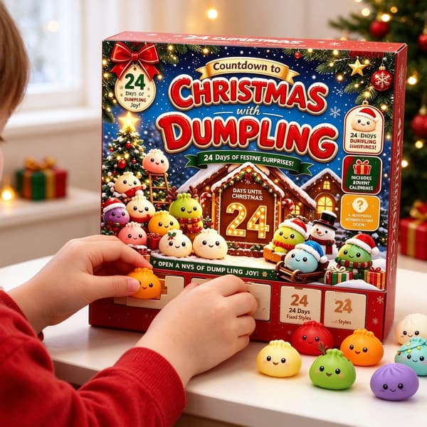 Jule-dumplingfigur nedtellingskalender, 24 søte minidumpling-pynt i fast stil, samlersett til jul, julegave til barn