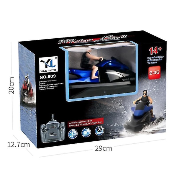 Jul-RC Jetski RC Motorbåt Hög Hastighet Fjärrstyrd Båt För Pool Sjöar 2.4ghz Vattentät Leksak För Barn Zszjb53 blue