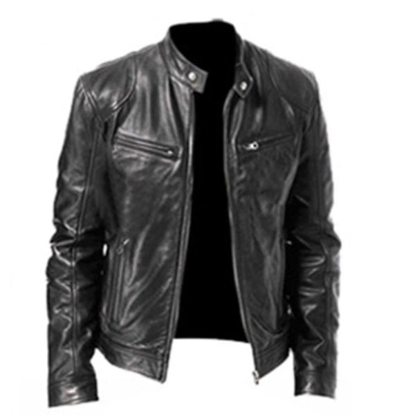 Svart/brun/khaki/röd läderjacka mjuk långärmad casual kläder kappa för hem sovrum kontor Black 5XL
