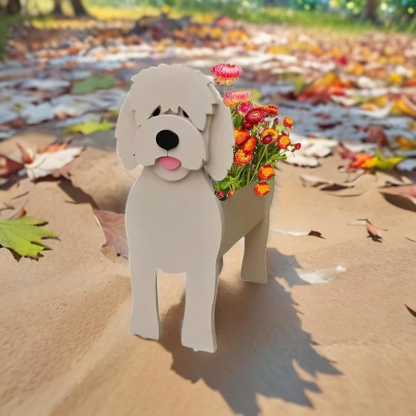 Golden Doodle Planter Koiran istutuskone Eläimen muotoinen istutuskone 2022 Premium mehevä puutarharuukku Söpö koirasuunnittelu ulkokäyttöön tarkoitettu kasvien säilytysastia